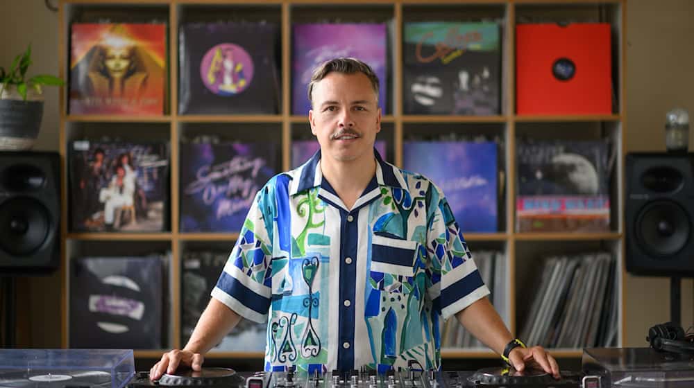 Tino Piontek, DJ Purple Disco Machine, stands in his studio / Photo: Robert Michael/dpa