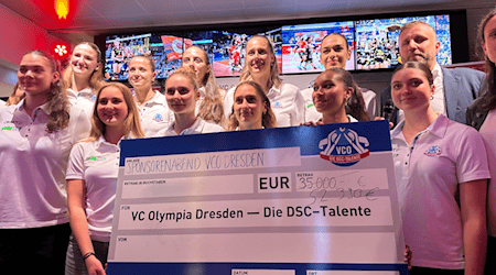 Team VC Olympia Dresden with board member Thomas Kettmann (top right), picture: Thomas Wolf