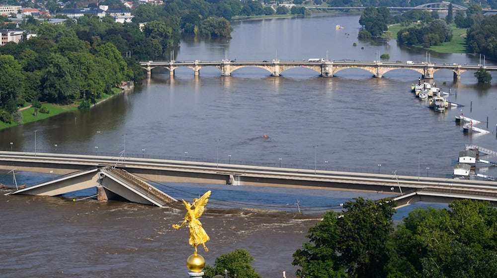 Der Wasserstand der Elbe in Dresden liegt bei über sechs Metern. (Archivbild) / Foto: Robert Michael/dpa