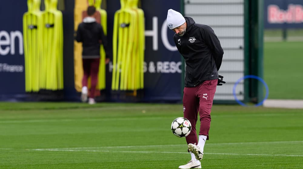 Marco Rose at the final training session in Leipzig before the away match in the premier class at Inter Milan / Photo: Hendrik Schmidt/dpa