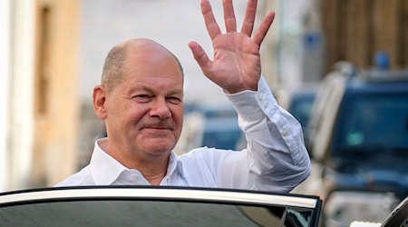 El canciller Olaf Scholz (SPD) visitó Freiberg por última vez en agosto. (Foto de archivo) / Foto: Sebastian Willnow/AP Pool/dpa