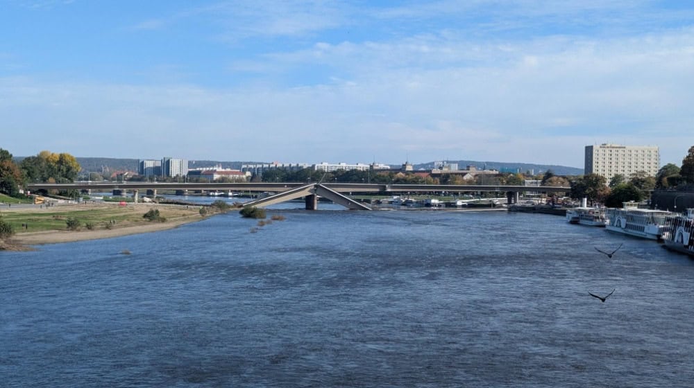 Die Carolabrücke 5 Wochen nach dem Teileinsturz / Bild: DieSachsen.de