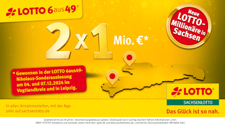 Dank der traditionellen Nikolaus-Sonderauslosung kann Sachsenlotto nun gleichzeitig den elften und zwölften Millionär in diesem Jahr feiern.