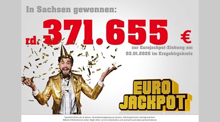 Mit einem Gewinn von 371.655,70 Euro startet ein Eurojackpot-Spieler aus dem Erzgebirgskreis in das neue Jahr. Die Eurojackpot-Ziehung vom 3. Januar führte zum Gewinn in Gewinnklasse 2.