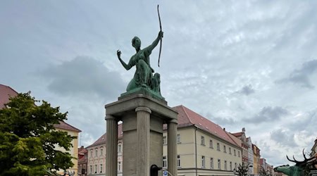 Dianabrunnen Großenhain: Die Stadt wirbt mit ihrer Historie. Foto: Ulf Mallek