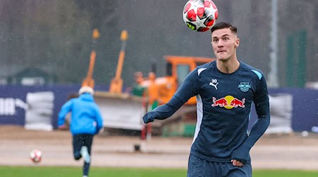 Benjamin Sesko at RB Leipzig's final training session / Photo: Jan Woitas/dpa