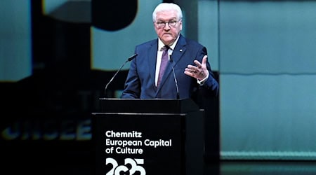 Bundespräsident Frank-Walter Steinmeier sprach auf der offiziellen Zeremonie. / Foto: Annegret Hilse/Reuters/Pool/dpa