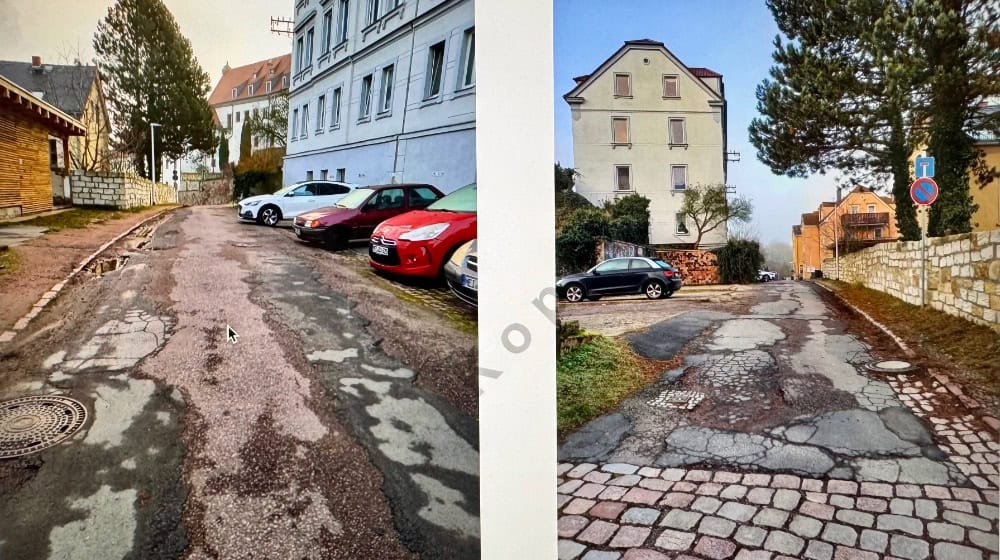 Die kaputte Straße Am Röhrbrunnen. Foto: Stadtverwaltung 