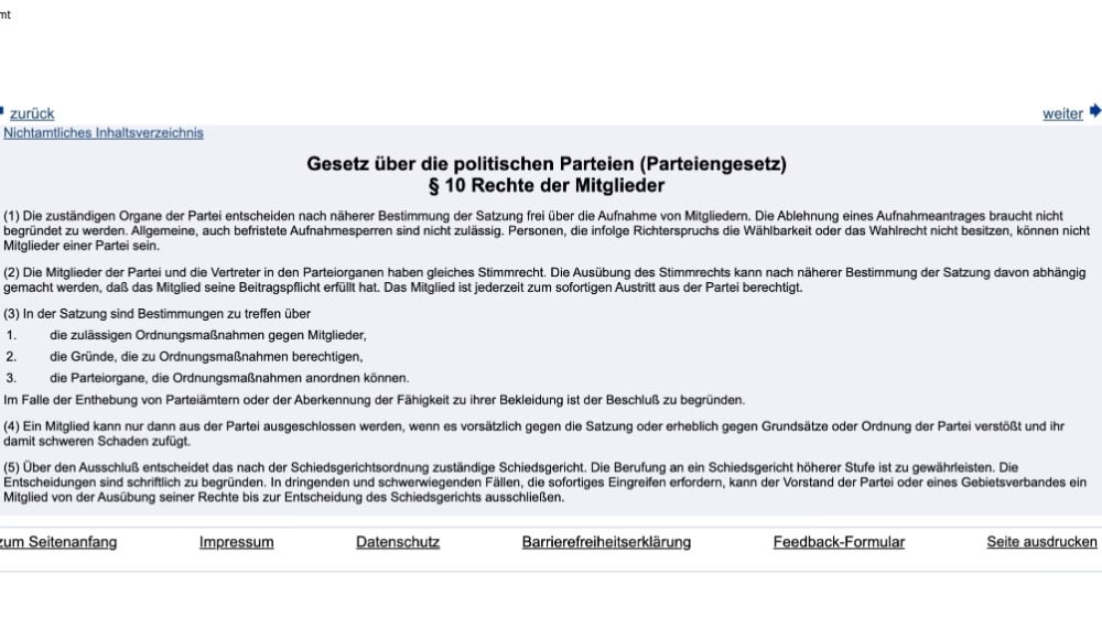 So will es der Gesetzgeber. Die AfD-Satzung steht dem wohl im Widerspruch.