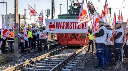 Rund 230 Arbeiter beteiligten sich nach Angaben der Gewerkschaft an dem Warnstreik. / Foto: Frank Hammerschmidt/dpa