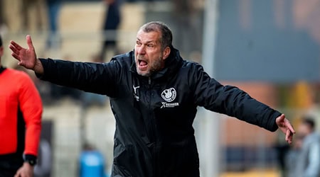 Lok-Trainer Jochen Seitz feiert nach der Regionalliga-Meisterschaft auch den Pokalsieg / Foto: Julius Frick/dpa-Zentralbild/dpa
