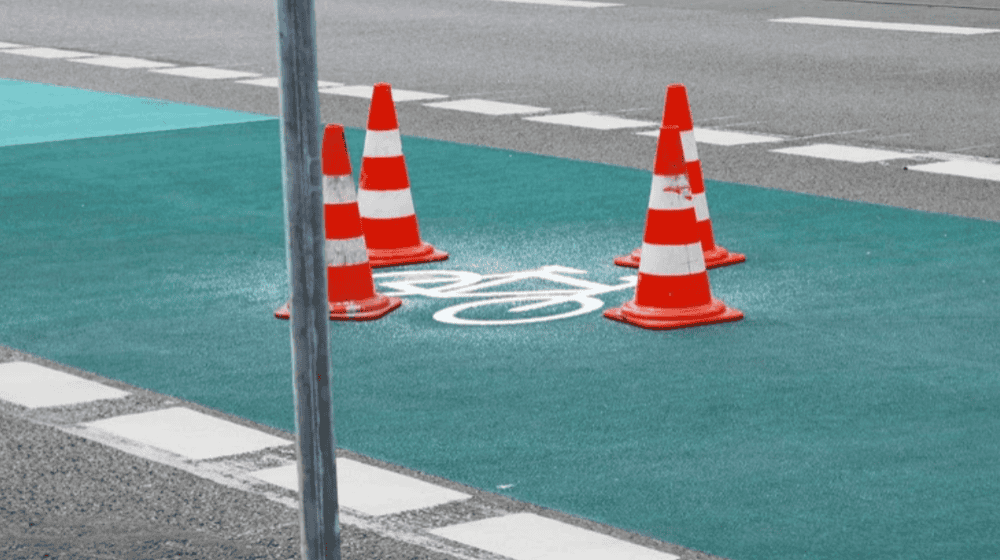 Señalización del nuevo carril bici en el Promenadenring / © Ciudad de Leipzig