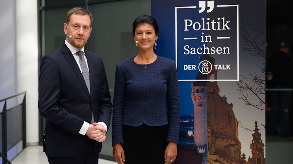 Sahra Wagenknecht unterstützt Regierungschef Michael Kretschmer bei einem Vorschlag zu Russland (Archivbild). / Foto: Robert Michael/dpa