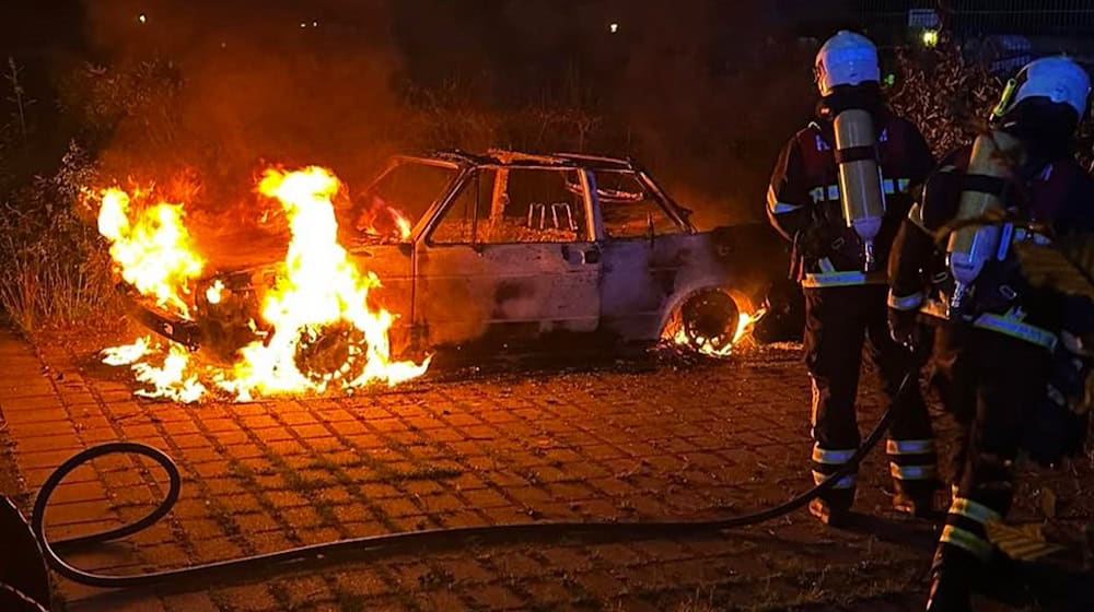 Fahrzeugbrand in Coswig. Fotos: Feuerwehr 