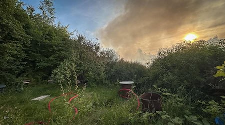 Feuer an einer Gartenlaube. Foto: Feuerwehr Riesa