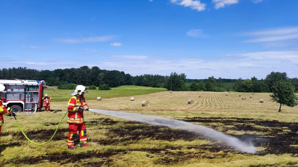 Die brennende Wiese in Moritzburg. Foto: Feuerwehr 
