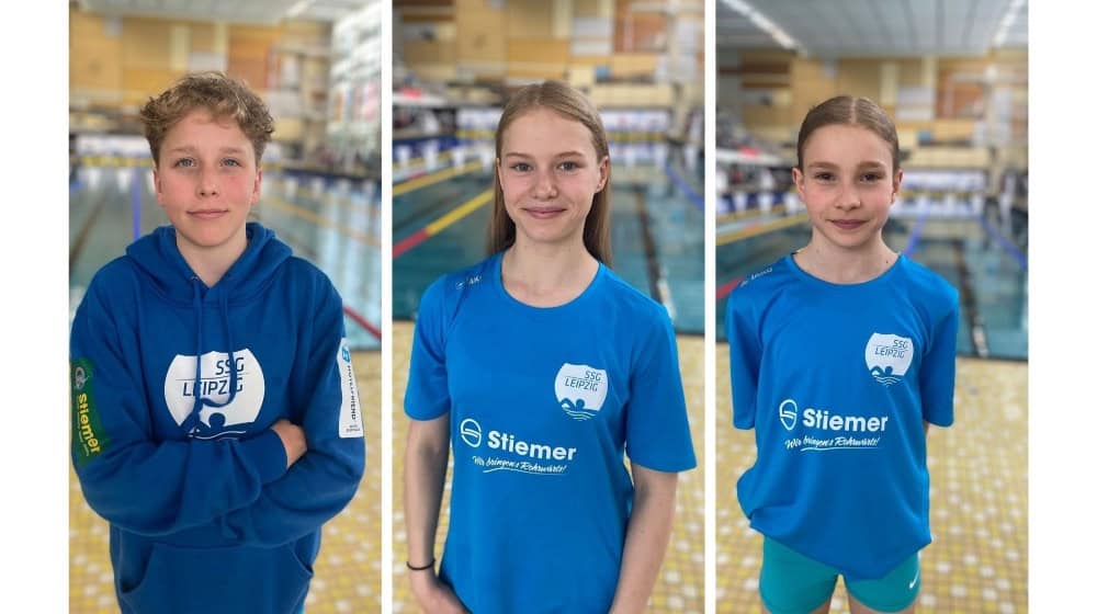Jasper Müller, Hanna Leonhardt und Malin Petzold bei den Deutschen Meisterschaften in Dortmund / Quelle: SSV Leutzsch