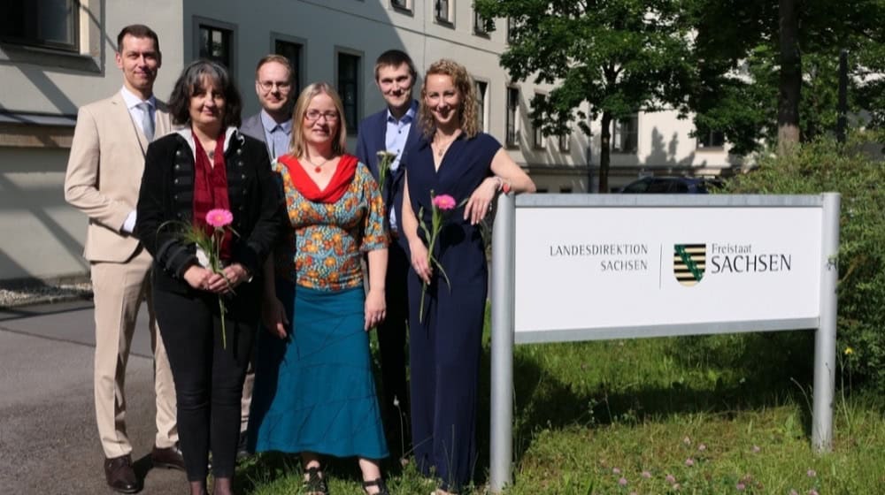 LDS-Präsident Béla Bélafi, Susann Tunger, Philipp Richter, Diana Sickel (LDS), Felix Petzold, Andrea Kern (v.l.n.r.) © Landesdirektion Sachsen