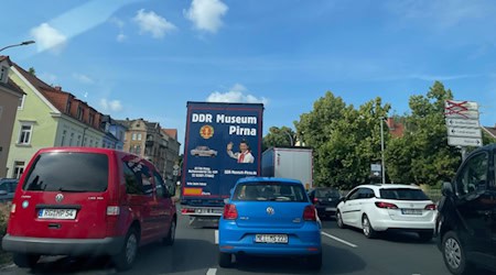Stau auf der Niederauer Straße am Dienstagmorgen in Richtung Zentrum von Meißen. Foto: privat