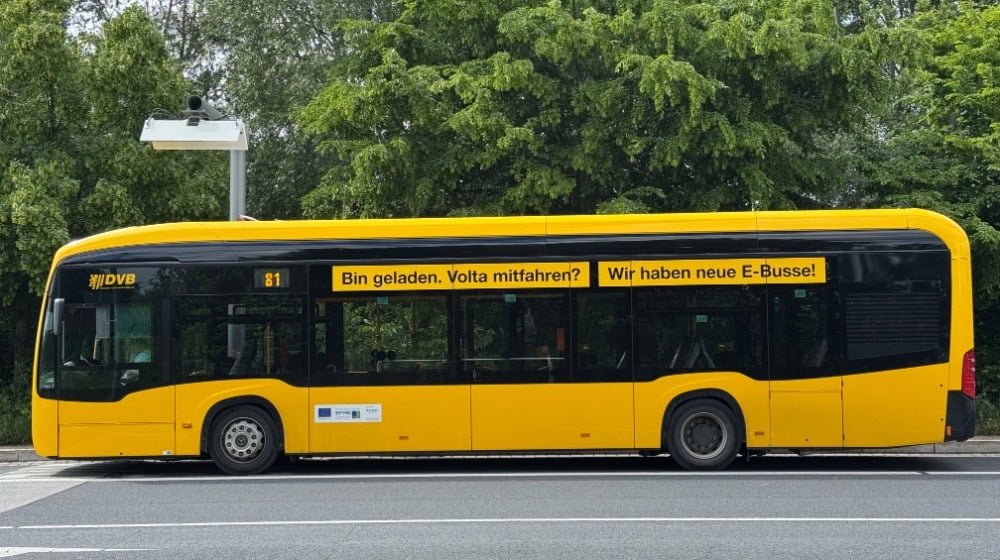 Ein E-Bus im Dresdner Norden. Diese Fahrzeuge sind förderfähig. Foto: Ulf Mallek