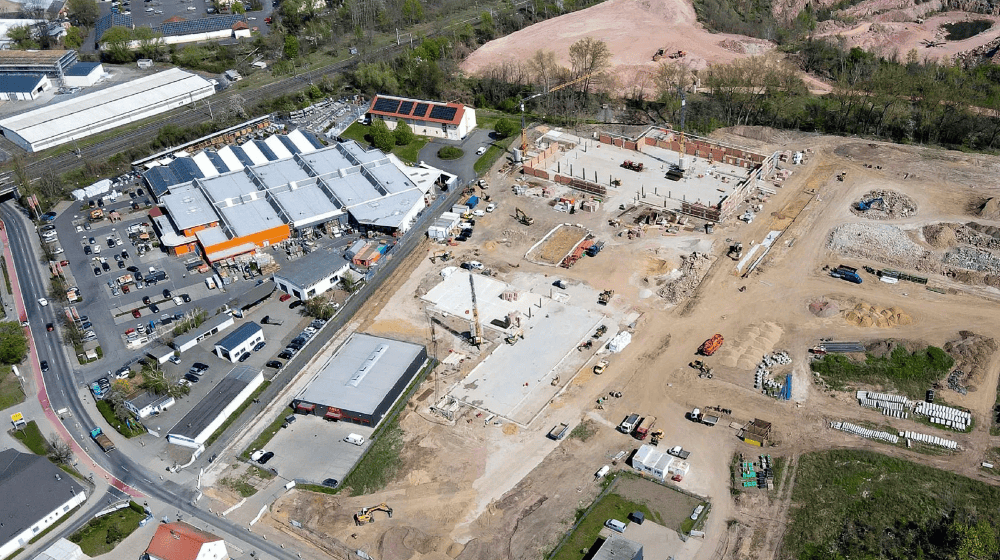 Blick von oben auf das Areal. Das Foto entstand bereits im April. Foto: Halsdorfer + Ingenieure Projekt Gmbh