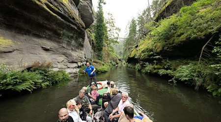 Der Natur ganz nah: Auch Kahnfahrten für Touristen gibt es jetzt wieder in der Edmundsklamm. / Foto: Sebastian Kahnert/dpa