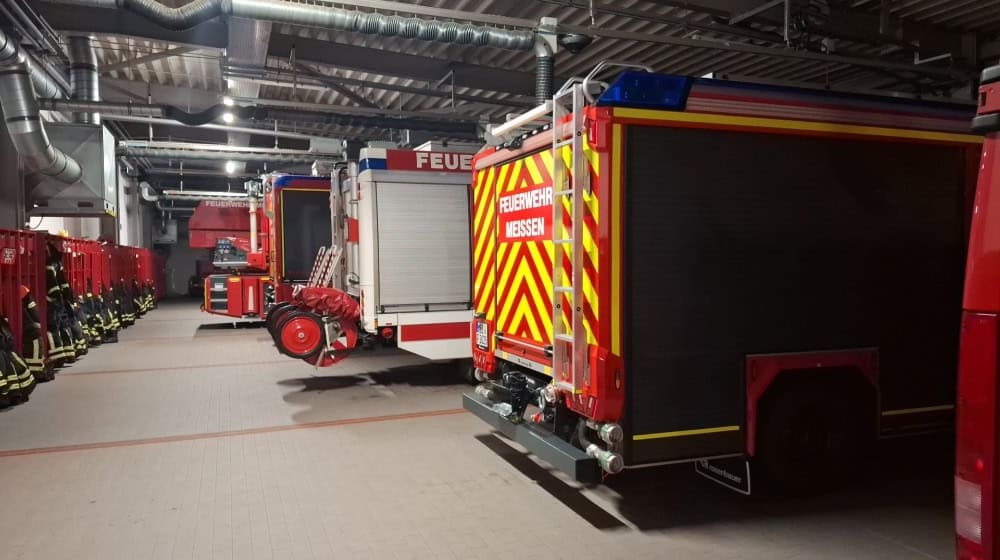 Die Feuerwehr Meißen vor dem Einsatz. Foto: Feuerwehr Meißen