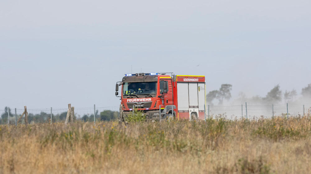 Der Brand in der Gohrischheide in Sachsen könnte sich erneut auf Brandenburger Gebiet ausbreiten.  / Foto: Daniel Wagner/dpa