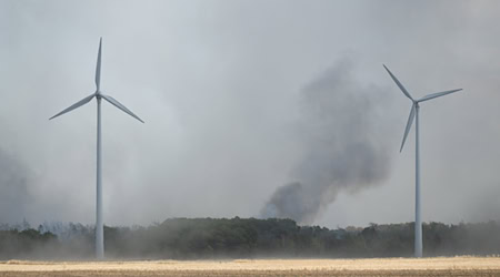 Der Wind hat in Richtung Brandenburg gedreht.  / Foto: Sebastian Kahnert/dpa
