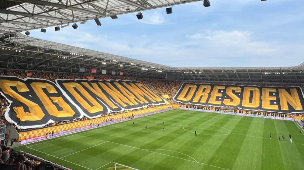 Die Fans der SGD mit einer beeindruckenden Choreo gegen Magdeburg (Foto: Privataufnahme)
