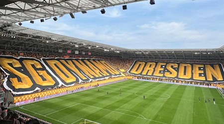 Die Fans der SGD mit einer beeindruckenden Choreo gegen Magdeburg (Foto: Privataufnahme)