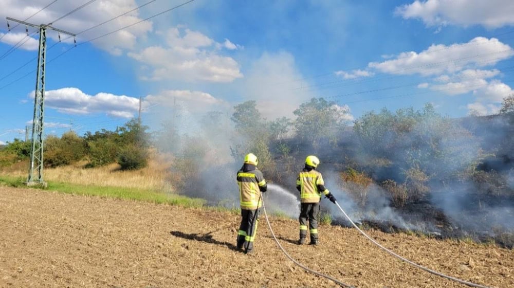 Bahndammbrand bei Bobersen. Foto: Feuerwehr Zeithain
