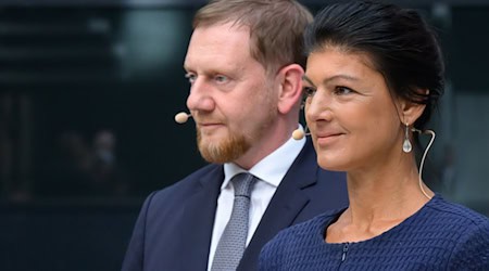 BSW-Chefin Sahra Wagenknecht ist wie Sachsens Ministerpräsident Michael Kretschmer gegen die Entsendung deutscher Bodentruppen zur Friedenssicherung in die Ukraine. (Archivbild) / Foto: Robert Michael/dpa