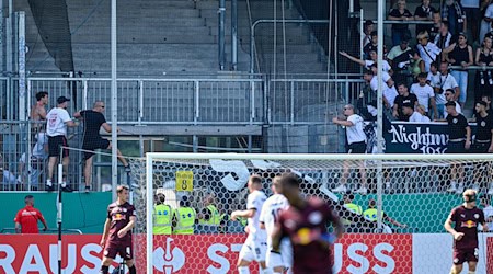 The fan camps of SV Sandhausen and RB Leipzig clashed verbally / Photo: Uwe Anspach/dpa