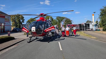 Rettungshubschrauber in Riesa im Einsatz. Foto: Feuerwehr Riesa