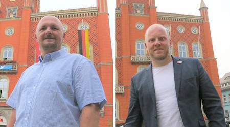 Sie wollen als Oberbürgermeister ins Rathaus von Kamenz einziehen und kandidieren zur OB-Wahl: Stefan Seibt (l.) und Michael Preuß (r.). Fotos: Matthias Stark
