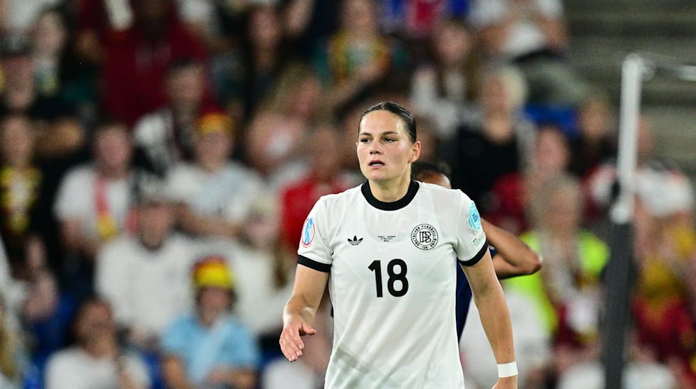 Leipzigs Nationalspielerin Giovanna Hoffman traf zum 3:4 bei Eintracht Frankfurt.  / Foto: Sebastian Christoph Gollnow/dpa