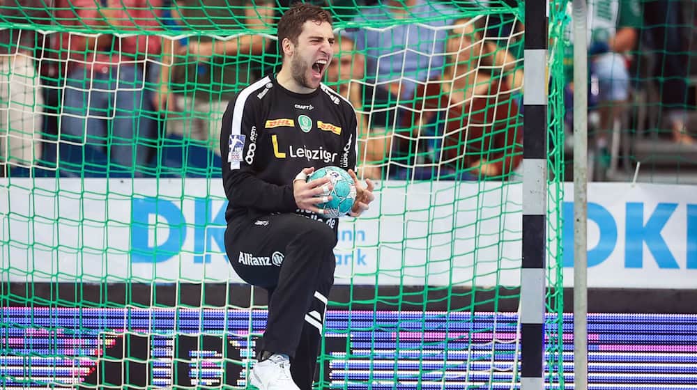 With 15 saves, Domenico Ebner excelled in SC DHfK Leipzig's Bundesliga away game in Göppingen. (Archive picture) / Photo: Jan Woitas/dpa