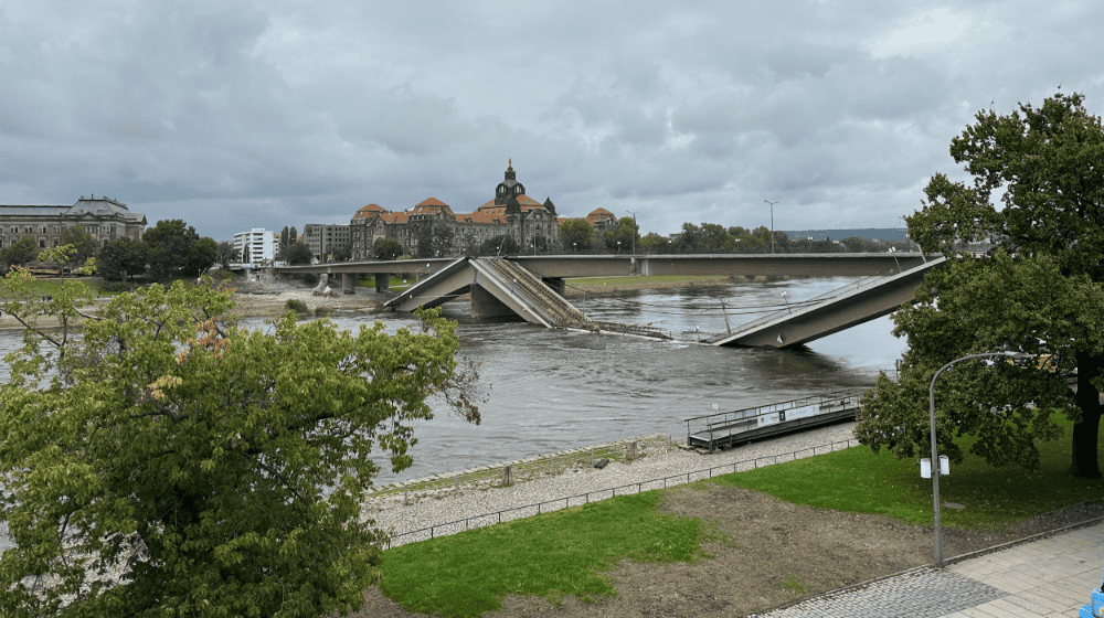 Carolabrücke 2024, kurz nach dem Einsturz von Zug C (Bild: Thomas Wolf)