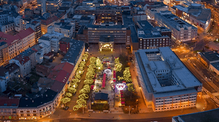 Der Weihnachtsmarkt von Usti von oben. Foto: Stadtverwaltung