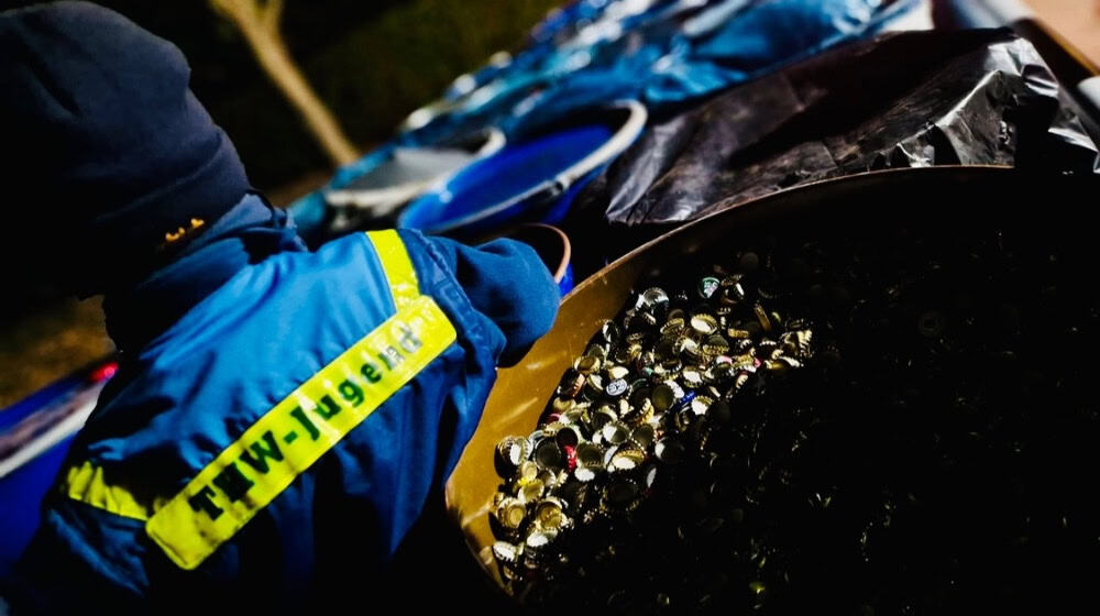 Kronkorken-Sammelaktion des THW Riesa. Foto: THW Riesa