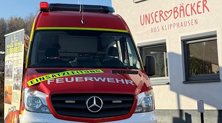 Feuerwehr beim Bäcker. Foto: Feuerwehr Klipphausen