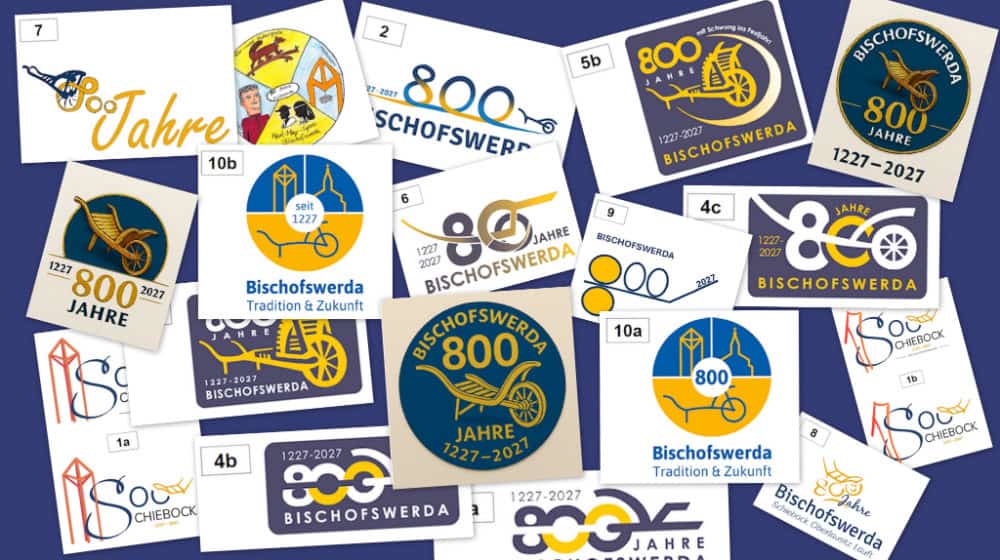 Insgesamt stehen 18 verschiedene Logos zum Stadtjubiläum zur Auswahl. Foto: Stadtverwaltung Bischofswerda