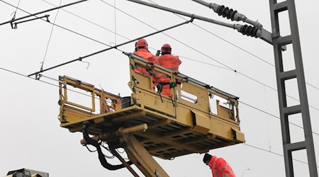 Die Oberleitung wird repariert. Foto: Matthias Fischer