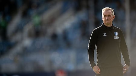 Petrik Sander und Pascal Ibold bleiben Trainer des 1. FC Magdeburg. / Foto: Fabian Strauch/dpa