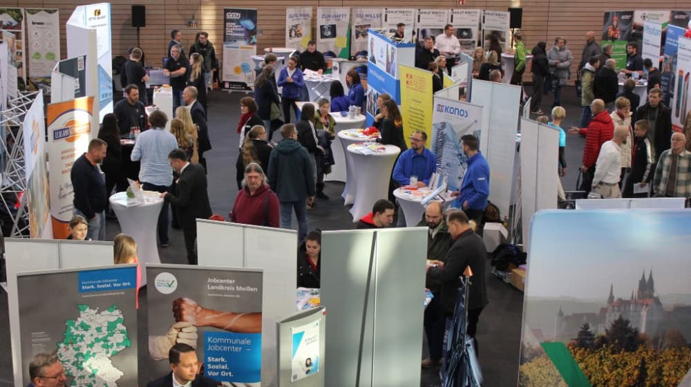 Blick auf die fünfte Fachkräftemesse „Kommen und Bleiben – MEIne ReGion“ des Landkreises Meißen. Bildquelle: Landratsamt Meißen