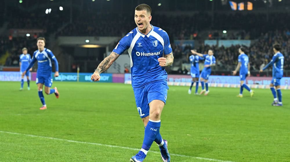 Mateusz Zukowski put Magdeburg into the lead with a dust-off / Photo: Swen Pförtner/dpa