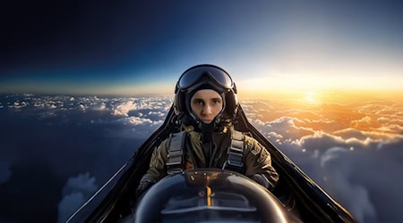 Ein Kampfpilot. Wird er das gekaperte Flugzeug abschießen? Foto: Landesbühnen/Jungnickel