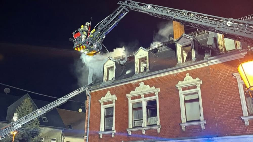 Brand in Siebenlehn am Markt. Foto: Feuerwehr Wilsdruff