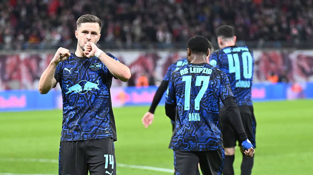 Christoph Baumgartner celebrates after his first goal / Photo: David Hammersen/dpa